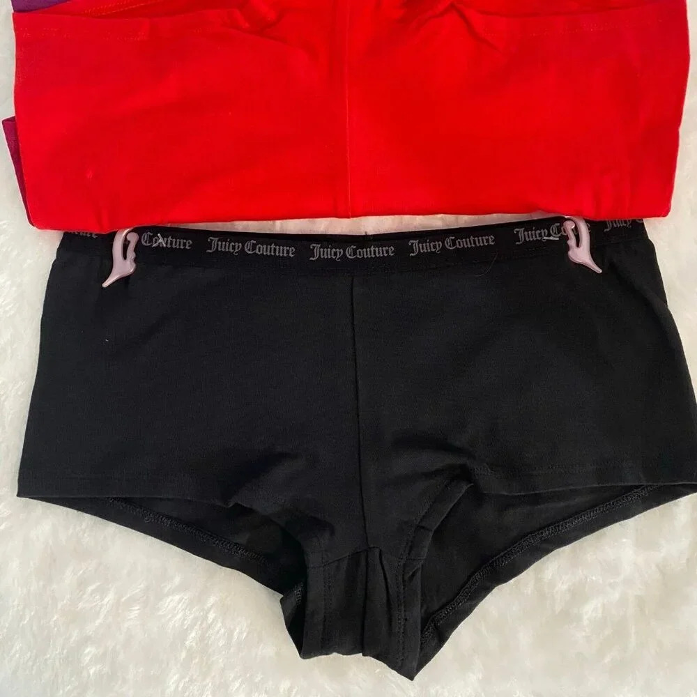 Juicy Couture Hipster Boy Short Purple Black Red Leopard Panty 5 Piece Set M - Picture 6 of 8